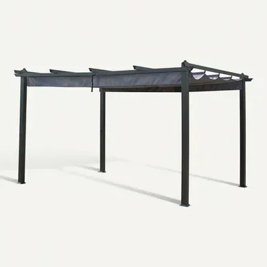 Pergola En Aluminium Avec Toit Rétractable - 3 X 4 M - Gris Anthracite Pergola En Aluminium Avec Toit Rétractable - 3 X 4 M - Gris Anthracite
