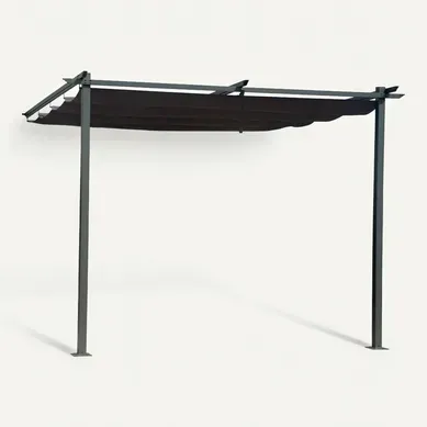 Pergola Adossée Avec Toit Rétractable - 3 X 3 M - Gris Anthracite