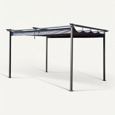 Pergola En Métal Avec Toit Rétractable - 3 X 4 M - Gris