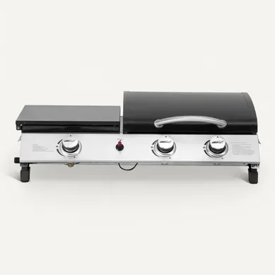 Plancha Gaz Avec Couvercle "rasio" - 7.5 Kw - 3 Brûleurs - Noir Plancha Gaz Avec Couvercle "rasio" - 7.5 Kw - 3 Brûleurs - Noir