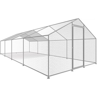 Enclos à Poules 24 M² Parc Grillagé 8 X 3 X 2 M Acier Galvanisé Enclos à Poules 24 M² Parc Grillagé 8 X 3 X 2 M Acier Galvanisé