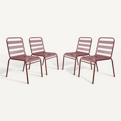 Lot De 4 Chaises De Jardin En Métal Empilables "bilbao" - Terracotta Lot De 4 Chaises De Jardin En Métal Empilables "bilbao" - Terracotta