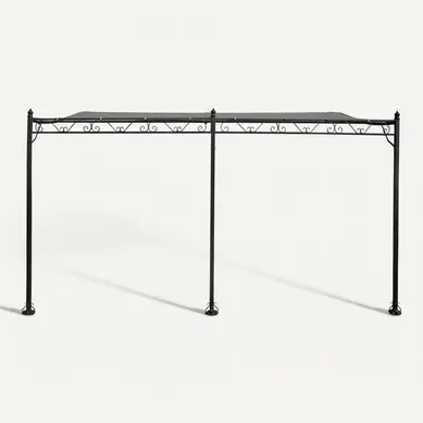 Pergola Tonnelle Adossée En Métal - 3 X 4 M - Gris