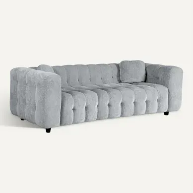 Canapé Droit En Tissu Bubble Chenille "vendome" - 3 Places - Gris