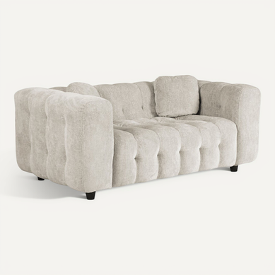 Canapé Droit En Tissu Bubble Chenille "vendome" - 2 Places - Beige
