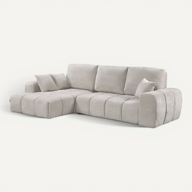 Canapé D'angle Gauche Convertible En Tissu Chenille "verneuil" - 3 Places - Beige Canapé D'angle Gauche Convertible En Tissu Chenille "verneuil" - 3 Places - Beige