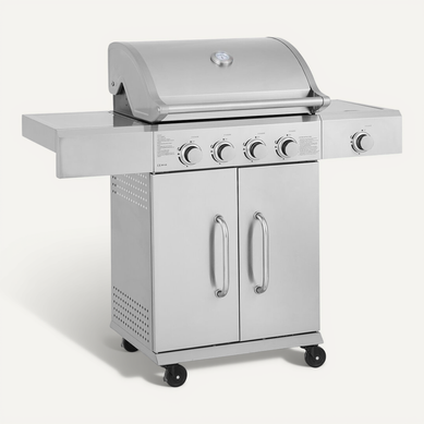 Barbecue Gaz En Inox Avec 5 Brûleurs Dont 1 Latéral "brazzo" - 118 X 57 X 104 Cm - Gris Clair Barbecue Gaz En Inox Avec 5 Brûleurs Dont 1 Latéral "brazzo" - 118 X 57 X 104 Cm - Gris Clair