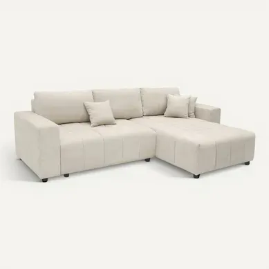 Canapé D'angle Convertible Style Bubble Tissu Chenille "george" 4 Places - Beige