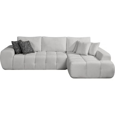 Canapé D'angle Droit En Tissu Style Bubble "sidonie" - 4 Places - Gris