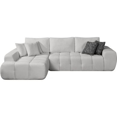 Canapé D'angle Gauche En Tissu Style Bubble "sidonie" - 4 Places - Gris