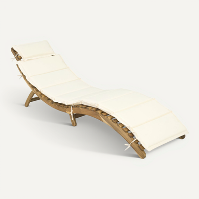 Bain De Soleil En Bois Avec Coussins Inclus "jakarta" - Beige Bain De Soleil En Bois Avec Coussins Inclus "jakarta" - Beige