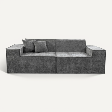 Canapé Droit Compressé En Tissu Texturé "lusso" - 3 Places - Gris Canapé Droit Compressé En Tissu Texturé "lusso" - 3 Places - Gris