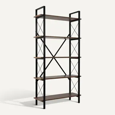 Bibliothèque En Bois "elysian" - 90 X 33 X 180 Cm - Noyernoir Bibliothèque En Bois "elysian" - 90 X 33 X 180 Cm - Noyernoir