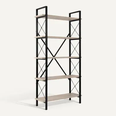Bibliothèque En Bois "elysian" - 90 X 33 X 180 Cm - Travertinnoir Bibliothèque En Bois "elysian" - 90 X 33 X 180 Cm - Travertinnoir