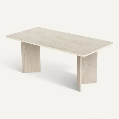 Table À Manger En Bois "linza" 180 X 90 X 75 Cm - Travertin