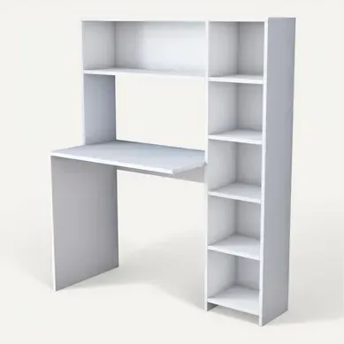 Bureau En Bois "haham" 113 X 40 X 142 Cm - Blanc Bureau En Bois "haham" 113 X 40 X 142 Cm - Blanc