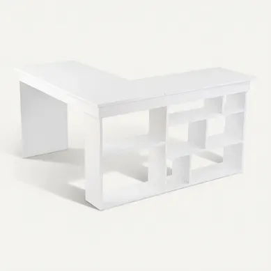 Bureau En Bois "vesper" 130 X 120 X 72 Cm - Blanc Naturel Bureau En Bois "vesper" 130 X 120 X 72 Cm - Blanc Naturel