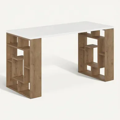 Bureau En Bois "maze" 140 X 60 X 75 Cm - Blanc Bureau En Bois "maze" 140 X 60 X 75 Cm - Blanc