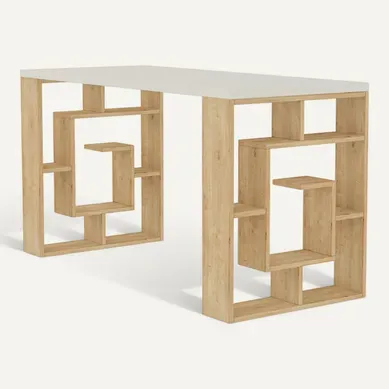 Bureau En Bois "maze" 140 X 60 X 75 Cm - Blanc Bureau En Bois "maze" 140 X 60 X 75 Cm - Blanc