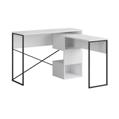 Bureau Modulable En Bois "badau" - 110 X 102 X 77 Cm - Blanc Bureau Modulable En Bois "badau" - 110 X 102 X 77 Cm - Blanc