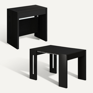 Table Repas Extensible En Bois "nivo" - 80 X 44 X 76 Cm - Noir