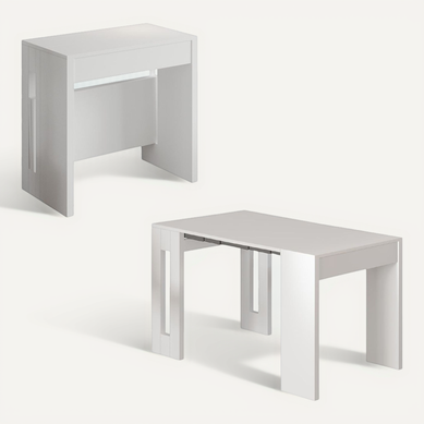 Table Repas Extensible En Bois "nivo" - 80 X 44 X 76 Cm - Blanc