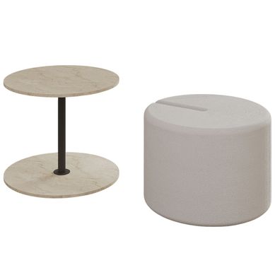 Table D'appoint Avec Pouf En Bois "vexana" - 43 X 43 X 47 Cm - Travertin Table D'appoint Avec Pouf En Bois "vexana" - 43 X 43 X 47 Cm - Travertin