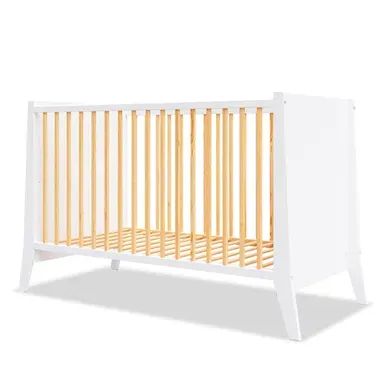 Lit Bébé évolutif Timeo 60x120 Cm (matelas Non Inclus) - Blanc et Bois Lit Bébé évolutif Timeo 60x120 Cm (matelas Non Inclus) - Blanc et Bois