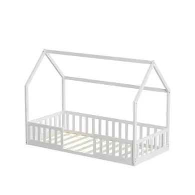 Lit Cabane Avec Barrière Nid Enchanté 90x190 Cm (matelas Non Inclus) - Blanc Lit Cabane Avec Barrière Nid Enchanté 90x190 Cm (matelas Non Inclus) - Blanc