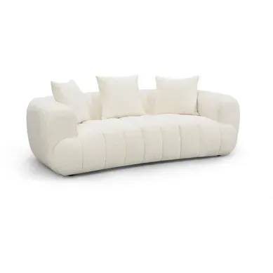 Canapé Droit Style Bubble En Tissu Texturé "la Fayette" - 3 Places - Crème