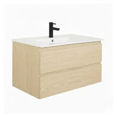 Meuble Simple Vasque 80cm Décor Chêne Sorrento Avec Vasque Et Robinet Meuble Simple Vasque 80cm Décor Chêne Sorrento Avec Vasque Et Robinet