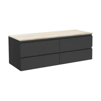 Meuble Double Vasque Sorrento Suspendu Avec Plan Effet Bois 120 Cm