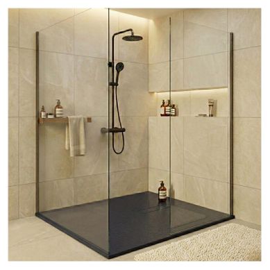 Receveur De Douche Soma Aspect Pierre Extra-plat Gris Anthracite - Bonde Incluse Receveur De Douche Soma Aspect Pierre Extra-plat Gris Anthracite - Bonde Incluse