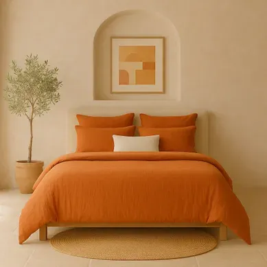 Housse De Couette 240x260 Cm Gaze De Coton Lavé Safran Minéral Housse De Couette 240x260 Cm Gaze De Coton Lavé Safran Minéral