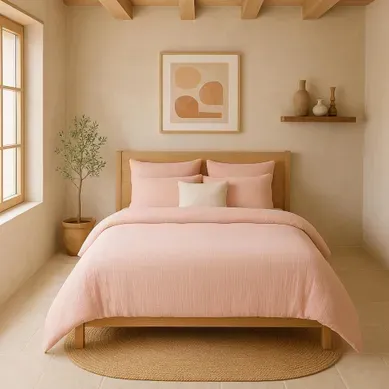 Housse De Couette 240x260 Cm Gaze De Coton Lavé Rose Lotus Housse De Couette 240x260 Cm Gaze De Coton Lavé Rose Lotus