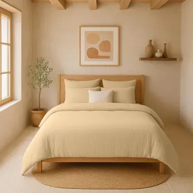 Housse De Couette 240x260 Cm Gaze De Coton Lavé Ecru Naturel Housse De Couette 240x260 Cm Gaze De Coton Lavé Ecru Naturel