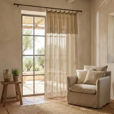 Rideau Ajustable 140x300 Cm Gaze De Coton Terra Ficelle