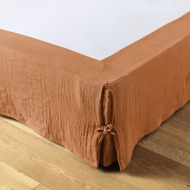 Cache Sommier 160x200 Cm Gaze De Coton Terra Abricot
