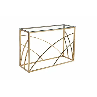 Console Métal Gold Plateau Verre Transparent 120x40x78 Cm - Calvin Console Métal Gold Plateau Verre Transparent 120x40x78 Cm - Calvin