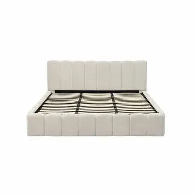 Lit Coffre 180x200 Cm – Tissu Chenille Beige, Sommier À Lattes Inclus Lit Coffre 180x200 Cm – Tissu Chenille Beige, Sommier À Lattes Inclus