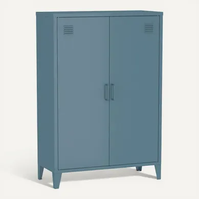 Commode/armoire En Métal Bleu. 2 Espaces De Rangement. Casiers Commode/armoire En Métal Bleu. 2 Espaces De Rangement. Casiers