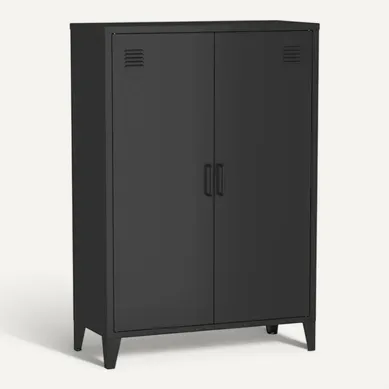 Commode/armoire En Métal Noir 2 Espaces De Rangement. Casiers Commode/armoire En Métal Noir 2 Espaces De Rangement. Casiers
