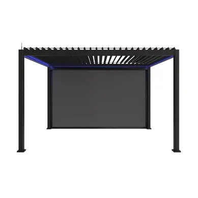Pergola Bioclimatique électrique 3x4m. Aluminium. À Lames Orientables Avec éclairage LED + Store 4m