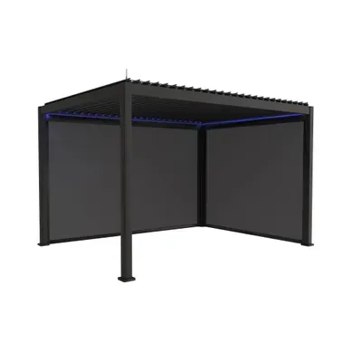 Pergola Bioclimatique électrique 3x4m. Aluminium. À Lames Orientables Avec éclairage LED + Store 3m