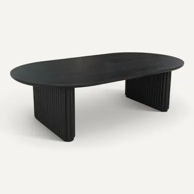 Table Basse Ovale Bois D'hévéa Placage Chêne Noir - L 122 X P 65 X H 35 Cm - Gabrielle Table Basse Ovale Bois D'hévéa Placage Chêne Noir - L 122 X P 65 X H 35 Cm - Gabrielle