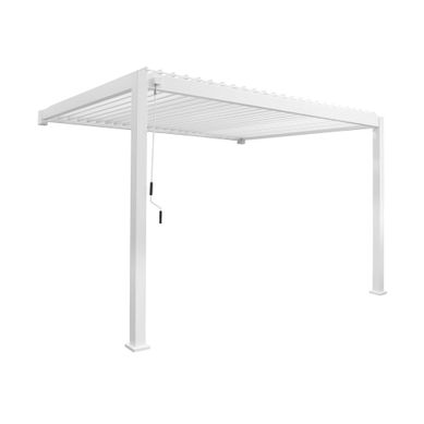 Pergola Bioclimatique Aluminium Blanc Adossée Lames Orientables 4x3m Triomphe