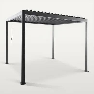 Pergola Bioclimatique Anthracite Aluminium Et Acier Lames Orientables 3x3m - Imperial