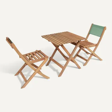 Table De Jardin Bistrot Enfant Bois D'acacia + 2 Assises Vert De Gris - Elise Table De Jardin Bistrot Enfant Bois D'acacia + 2 Assises Vert De Gris - Elise