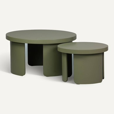 Set De 2 Tables Basses Gigognes Rondes Kaki - Luma