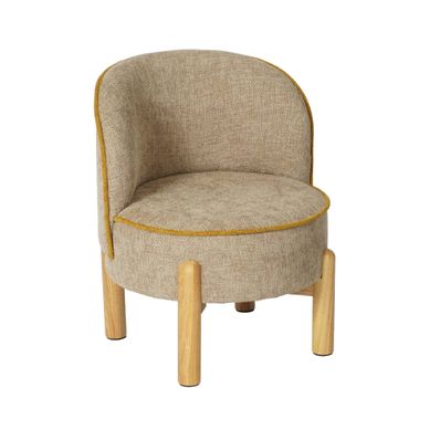 Fauteuil Vintage Enfant Bois D'hévéa Et Tissu Chenille Taupe - Louisa Fauteuil Vintage Enfant Bois D'hévéa Et Tissu Chenille Taupe - Louisa